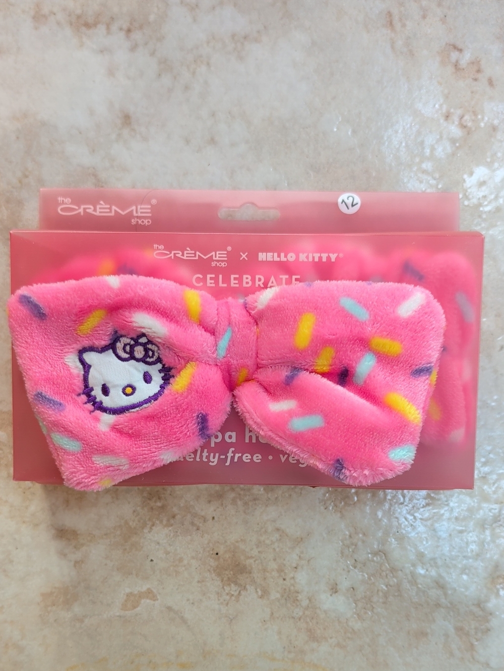 The Crème Shop x Hello Kitty Celebrate Plush Spa Headband Pink Bow Confetti NWT